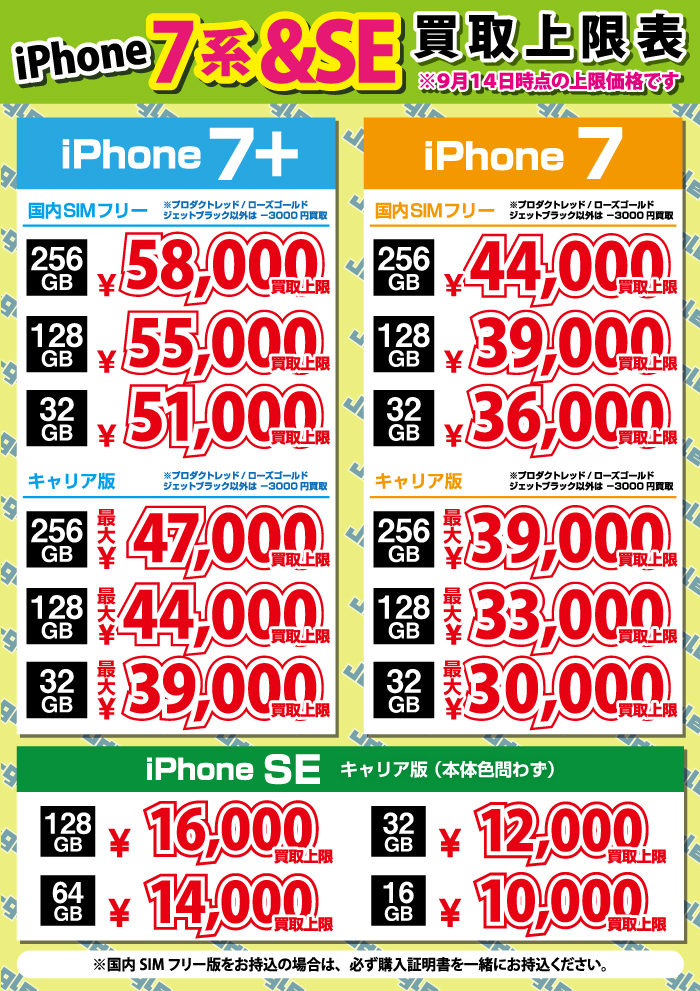 iPhone5s/iPhone5c/iPhone5/iPhone4s価格表